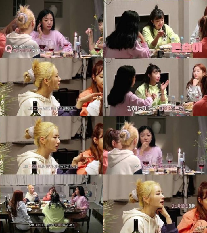 تحدث أعضاء Apink بصراحة خلال حفلة نبيذ في البث الأخير لبرنامجهم الواقعي الفردي ، " Apinkation " على قناة SBS MTV . هنا ، مجموعة الفتيات المكونة من 6 عضوات تناقش موضوع الزواج.