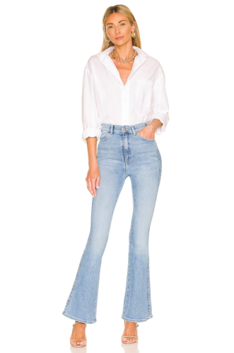 flare jeans white shirt outfit 331x500 1