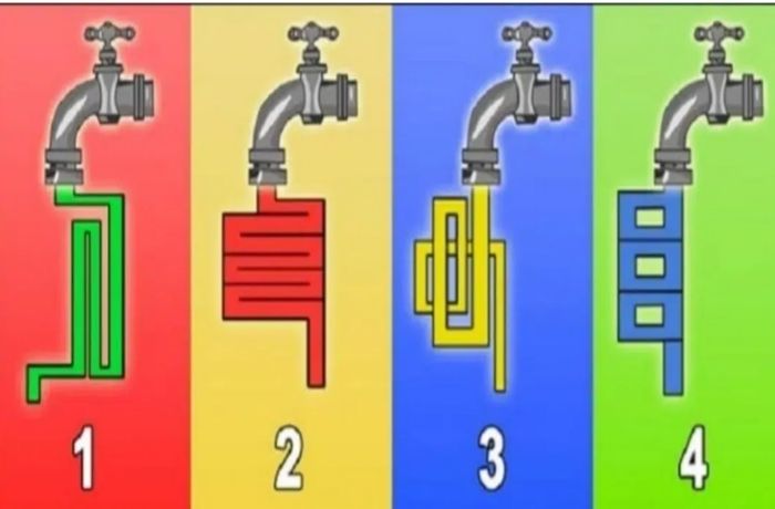 في الصورة في هذا الاختبار المميز ، توجد أربع حنفيات ، أيهما أسرع تدفق للمياه ستكشف عن مستوى ذكائك الخفي .